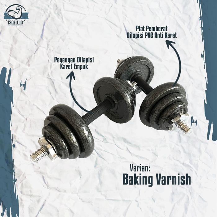 Isofit Adjustable Dumbell Chrome Set 50Kg / Barbel / Alat Angkat Beban / Alat Fitness Rumah Dengan