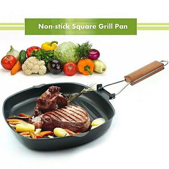 Wajan BBQ Anti Lengket Bentuk Kotak Pemanggang Bakaran Sate Serbaguna / Grill Pan bbq Alat Baja