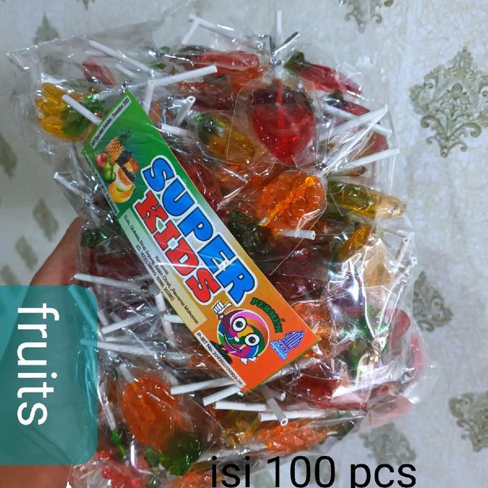 "New" permen keras lolipop ANEKA bentuk BUAH isi 100 pcs