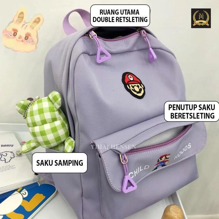 [Y&H] Tas Ransel Anak Sekolah Tas Punggung Logo MARIO UNISEX import -YH386
