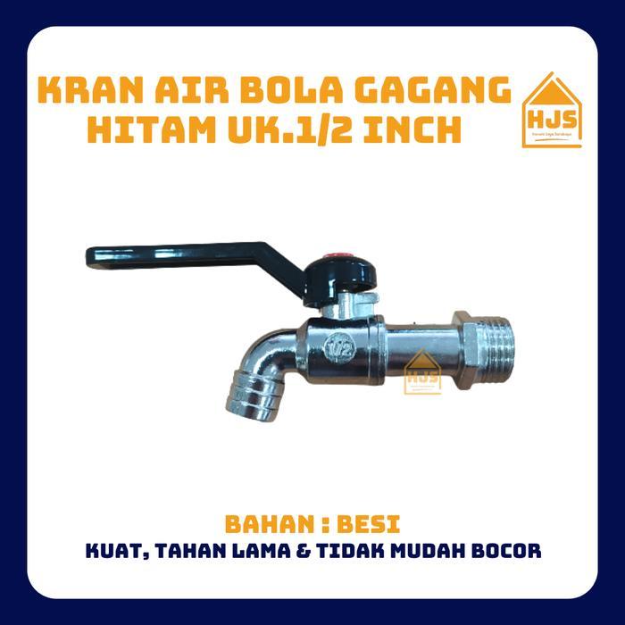 Kran Air Tembok Gagang Panjang HITAM merk CAB 1/2 Inch & 3/4 Inch