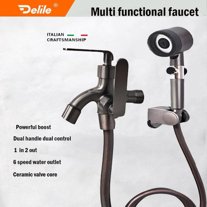 Kepala Shower Mandi Hitam Premium Shower Head Set/ Kran Cabang Kamar mandi Set/ Anti Karat
