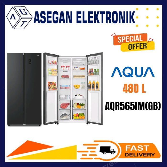 AQUA KULKAS SIDE BY SIDE AQR-565IM(GB) TWIN INVERTER AQR565IM 565IM