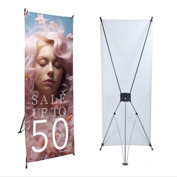 Y Banner 60X160 Stand Standing Banner Aluminium Full Besi Tebal & Tangkai Fiber Fleksibel Untuk