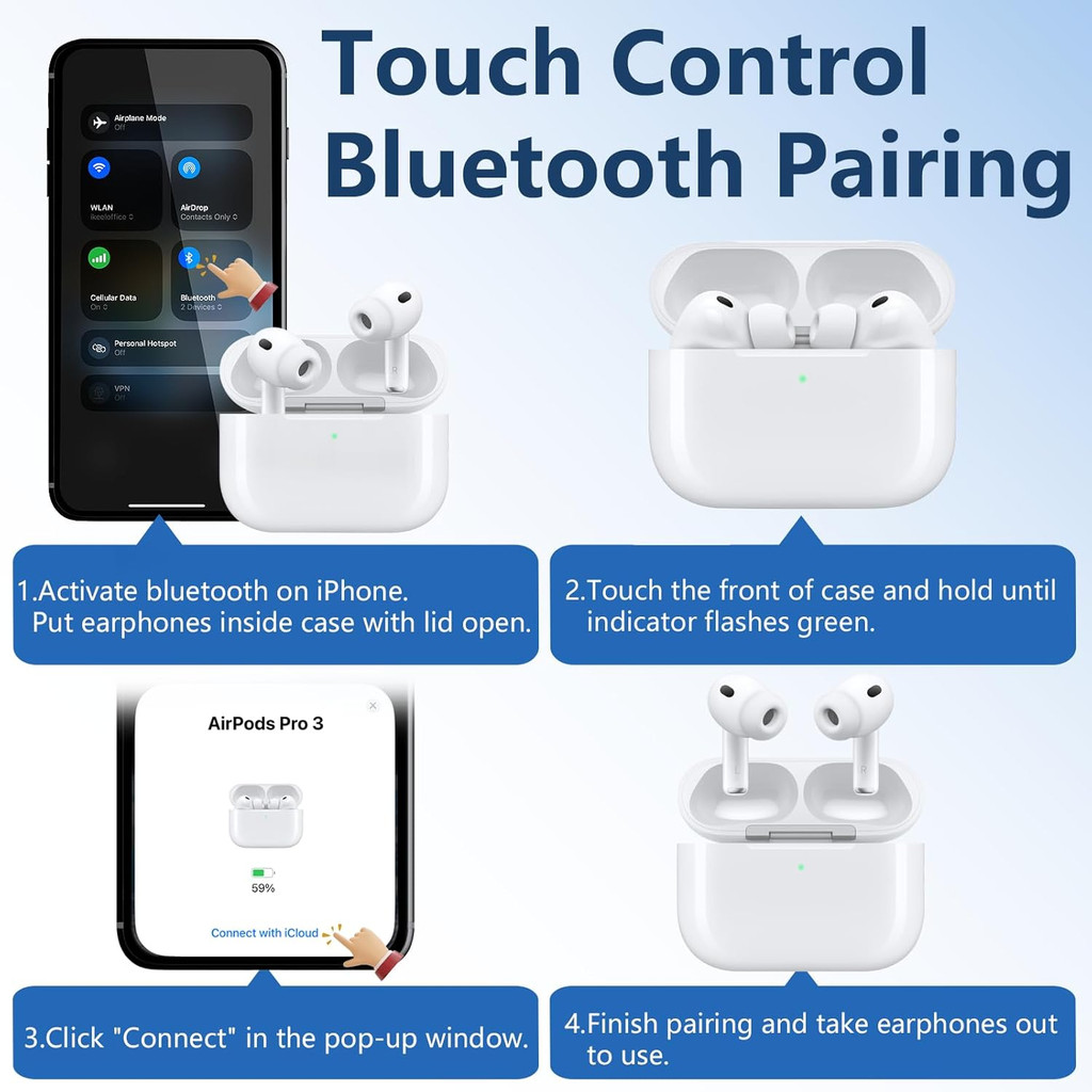 Replacement Charging Case For AirPods Pro 3 Wireless Charging USB-C Charger Box 450mAh Bluetooth