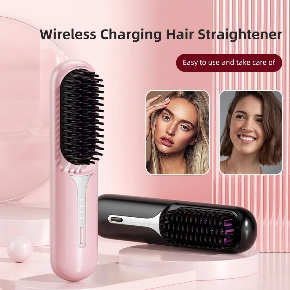 Wet Dry Hair Straightener Portable Hair Comb Cordless Hair Straightener Brush with Fast Heating