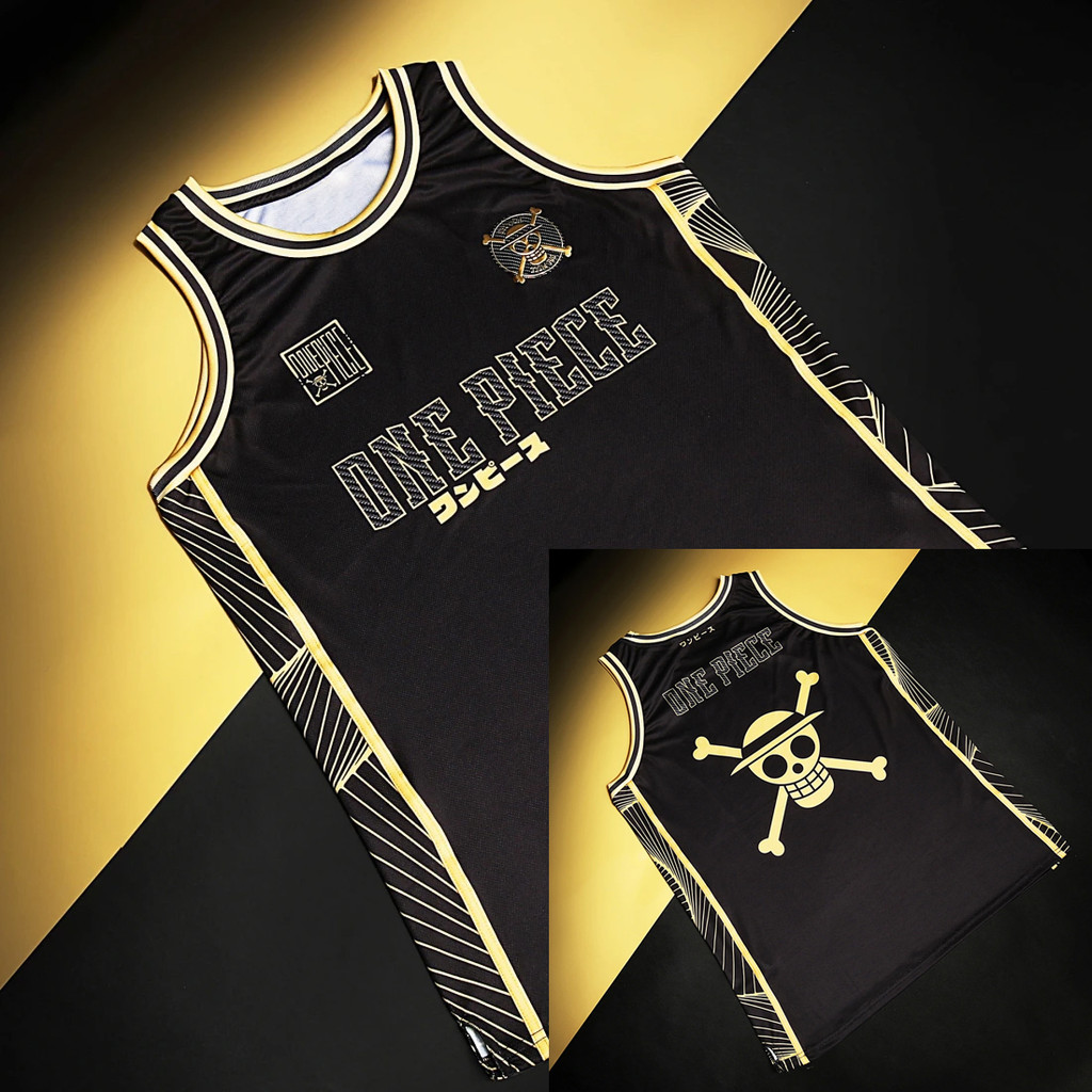 2026 New One Piece Theme Graphic Vest Anime Badge Mugiwara Noir Dor Jersey Summer Oversized Fashion