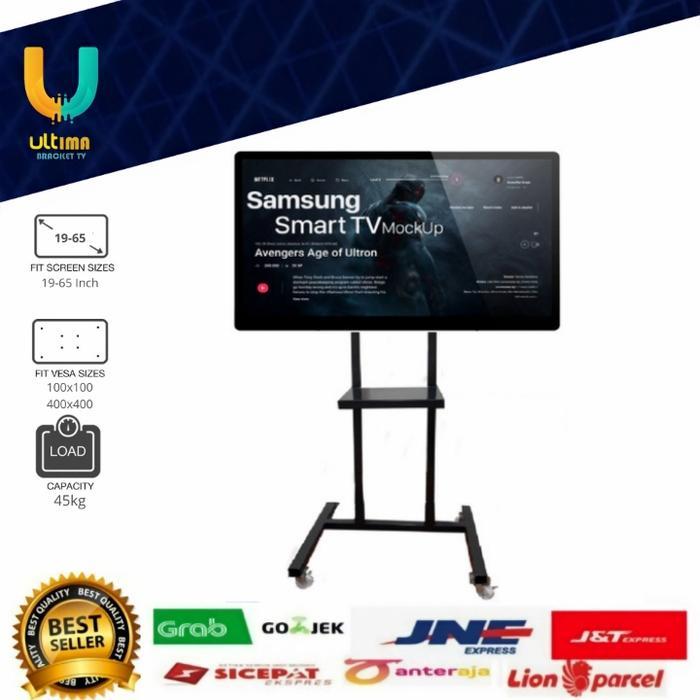 TERMURAH BRACKET STANDING TV MONITOR TROLLEY TV LCD LED 19-65 INCH ADJUSTABLE