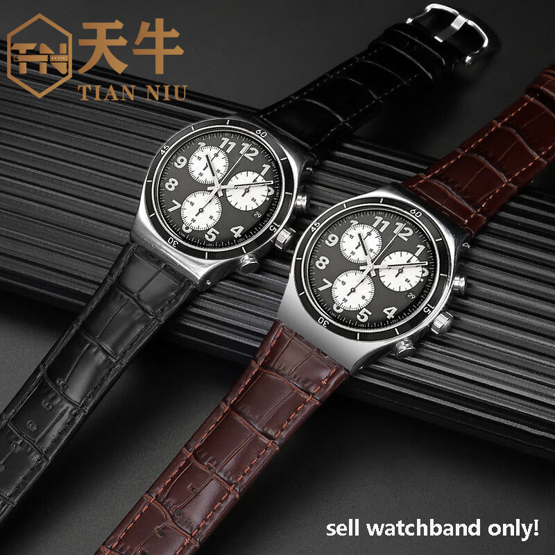 21mm cowhide strap for Swatch watchband YVS400 YVS401 YVS423 YVB404 series embossed cowhide watch