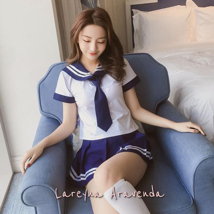 Diskon Lareyna Set Lingerie Seksi + Rok + Dasi Cosplay Costume Japan School LG163 New