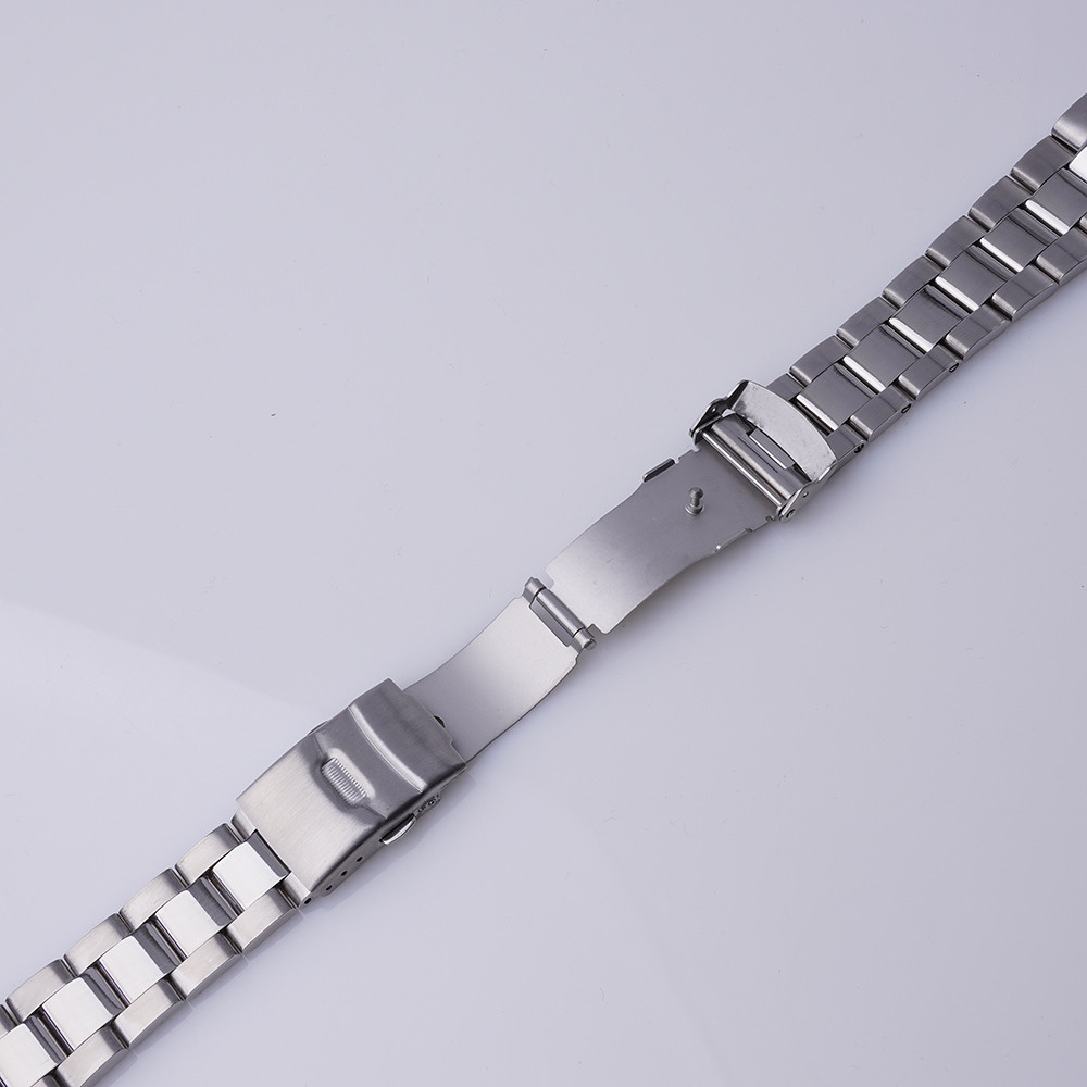 Carlywet Strap For Seiko SKX007 SSK001 22mm Silver Curved-End Watch Band Bracelet 316L Stainless
