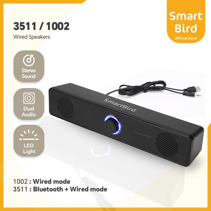 Smartbird Speaker 3511/1002 Led Pc Soundbar Wired/Wireless Bluetooth Stereo Gaming Subwoofer Bar