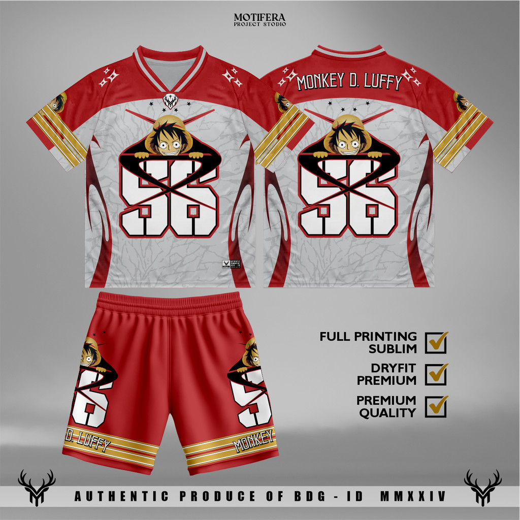 Setelan Baju Celana Jersey Monkey D Luffy 56 One Piece Series 1 Anime Untuk Anak Hingga Dewasa Pria 