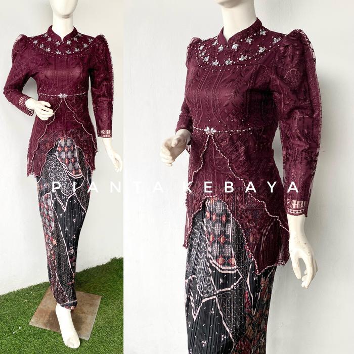 New Kebaya Lavanya Tille Payet Bahan Tille Bordir Premium Furing Kaos Hyget Full Tille Mewah Kerah
