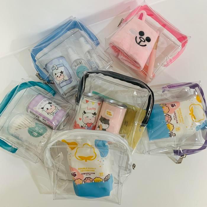 Pouch Mika Tempat Kosmetik / Traveling Cosmetic Pouch / Skincare Pouch Ukuran Sedang Lokal Handmade