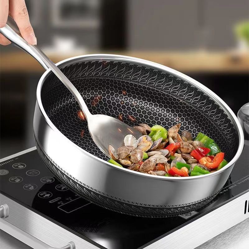 316l Stainless Steel Frying Pan Frying Pan Household Flat Bottomed Pan Frying Steak And Egg Pan