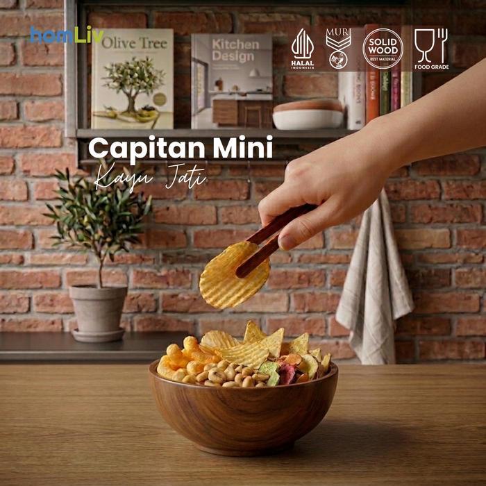 DISKON homLiv Capitan Capitan Mini Makanan Kayu Jati 13 Cm Capitan Mini Wooden Tongs Capitan
