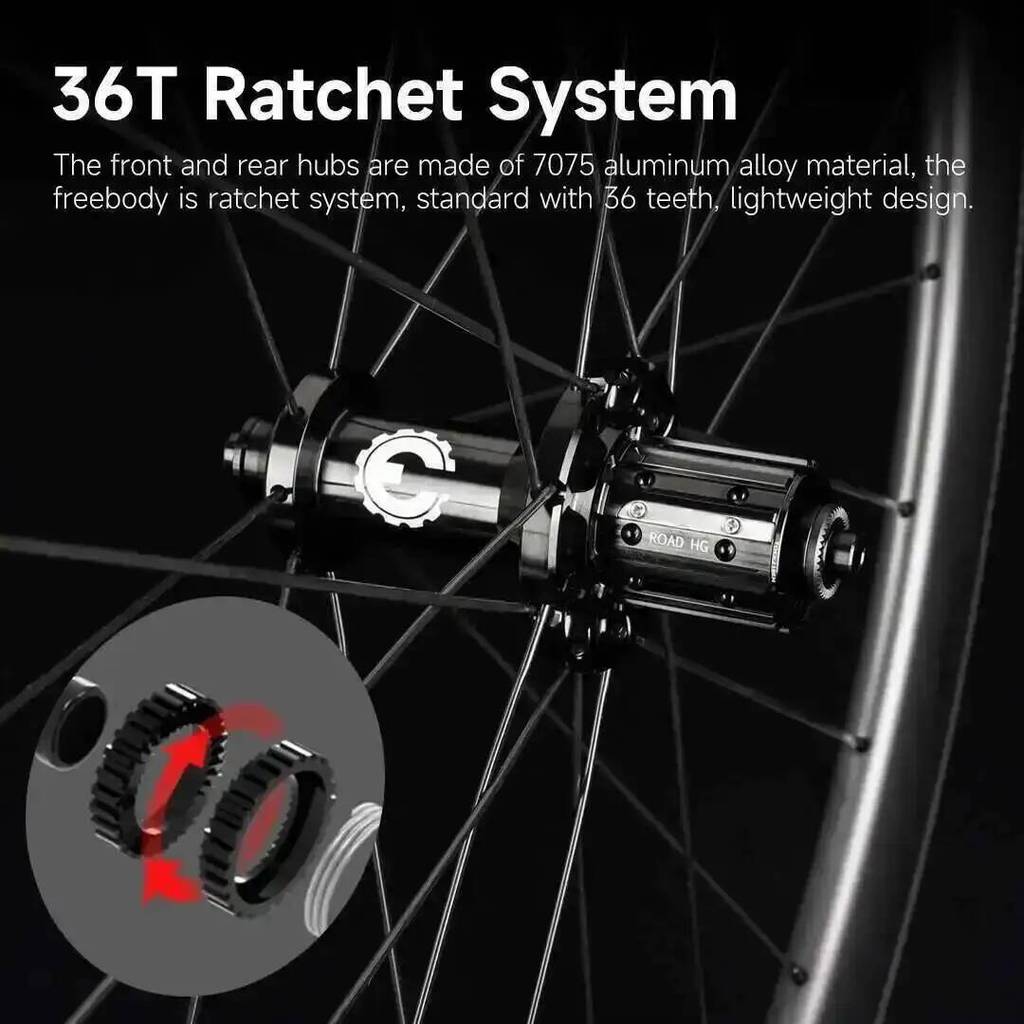 ELITEWHEELS SLR 700c Road Carbon Wheelset 3K Twill Brake Surface Ratchet System 36T Straight Pull