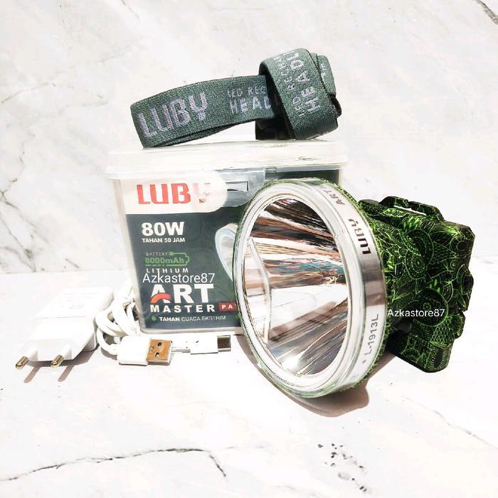 senter kepala luby L 1913 80watt LUBY ART 80watt senter kepala LED cahaya super terang Baterai