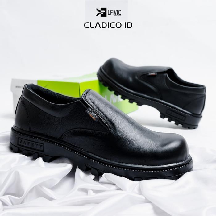 Sepatu Safety Boots Pabrik Ujung Besi Slip On Tanpa Tali PDH Pendek Kulit Asli High Quality Premium