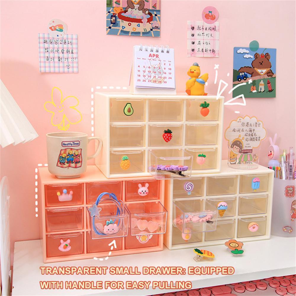 Drawers Storage Cabinet Organiser,Desktop Organizer with 9 Grad Mini Transparent Cabinets Drawers,Pl