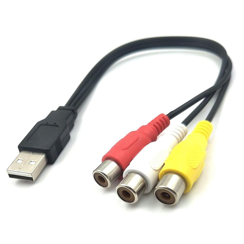 USB to 3RCA Cable, USB 2.0 Male to 3 RCA Female Video Audio Capture Card AV Composite Adapter Cord