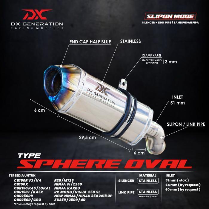 knalpot Dx Generation Sphere Oval Slip on CBR 250 RR All new Ninja R25 - Slip On zx