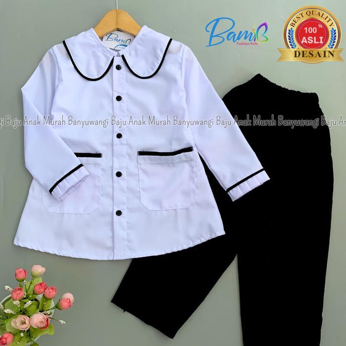 Original Setelan Hitam Putih Anak Atasan Kemeja Putih Rok Hitam Bisa Beli Kemeja Saja Model Lucu