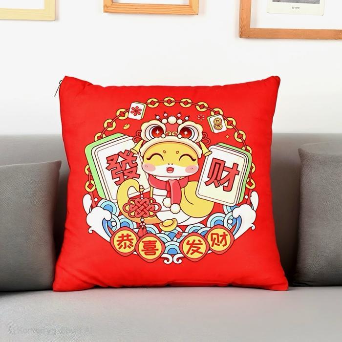 Sarung Bantal Sofa Sarung Bantal Motif Naga Sarung Bantal Sova Lembut Kain Merah