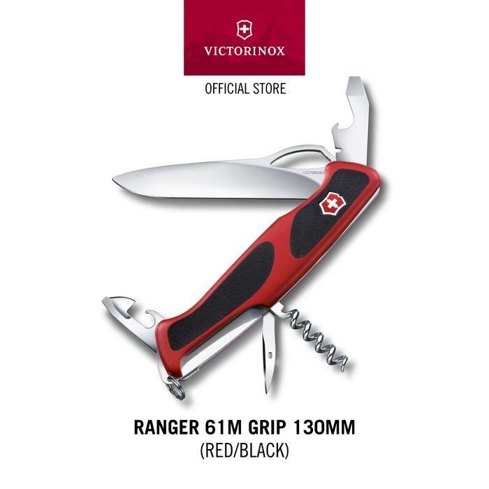 ORIGINAL Victnox Ranger 61 M Grip, 130 mm, red/black [ Multifungsi] Swiss Army Knife READY STOCK