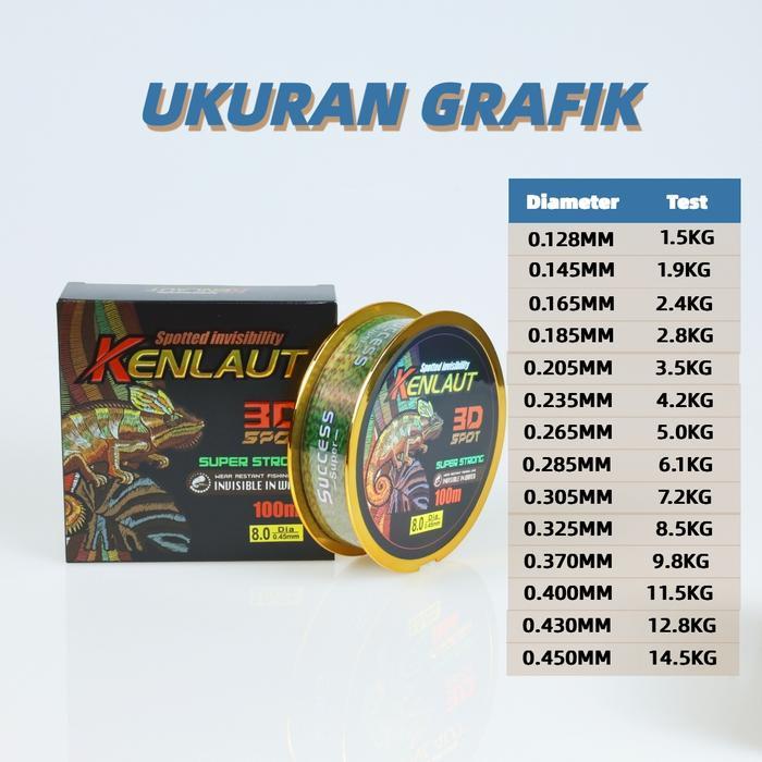 Senar Pancing 500m 100m Speckle Bunglon Nylon Senar Titik Tak Terlihat Garis *