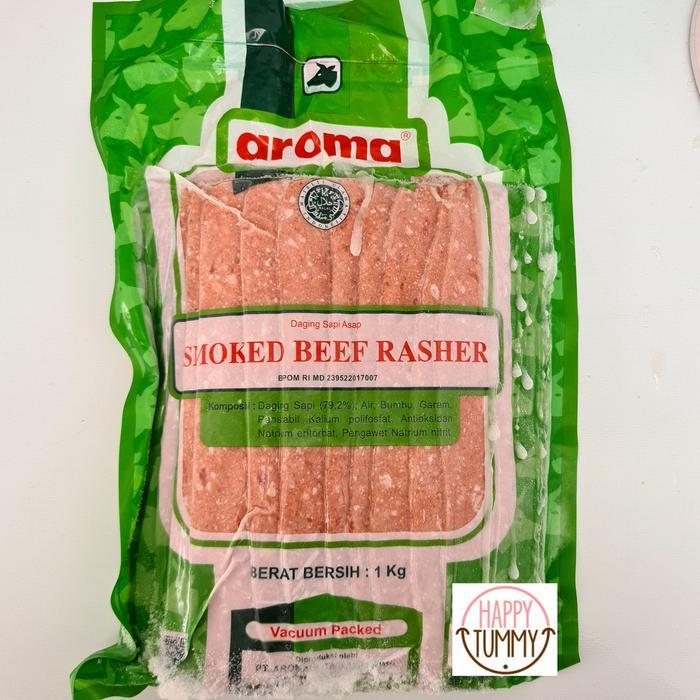 Smoked Beef Rasher Aroma Daging Sapi Bacon Halal 1Kg Ori Tbk