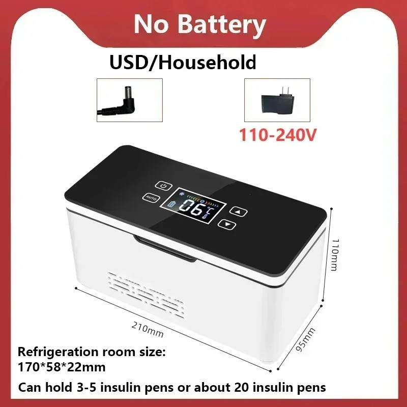 Kulkas Mini Portable untuk Insulin 5V USB, Suhu 0-18°C, Cocok untuk Rumah dan Perjalanan Tanpa Bater