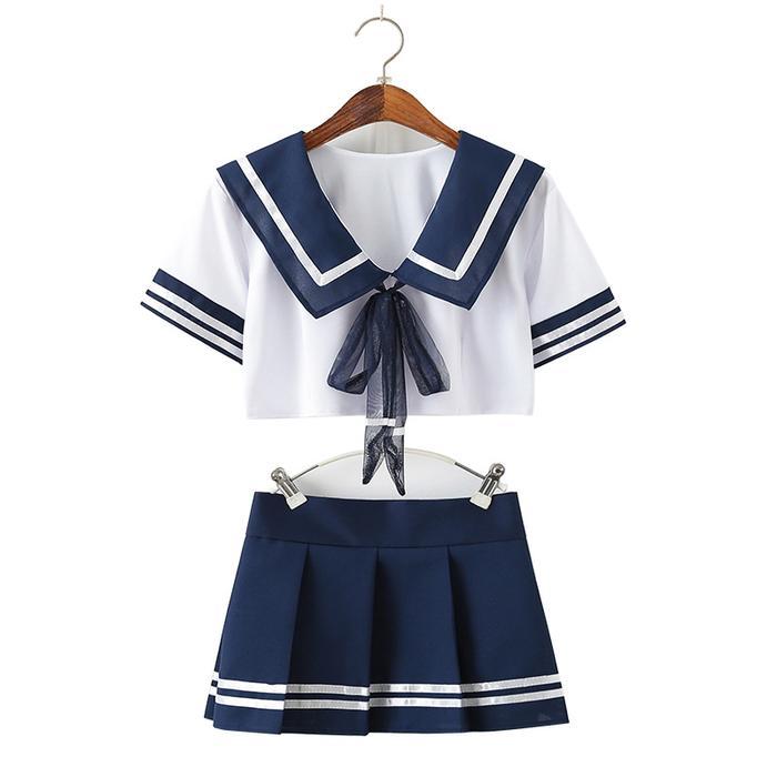 Lingerie Set Cosplay Seragam Pelajar Jepang Rok Mini lipit 4A252