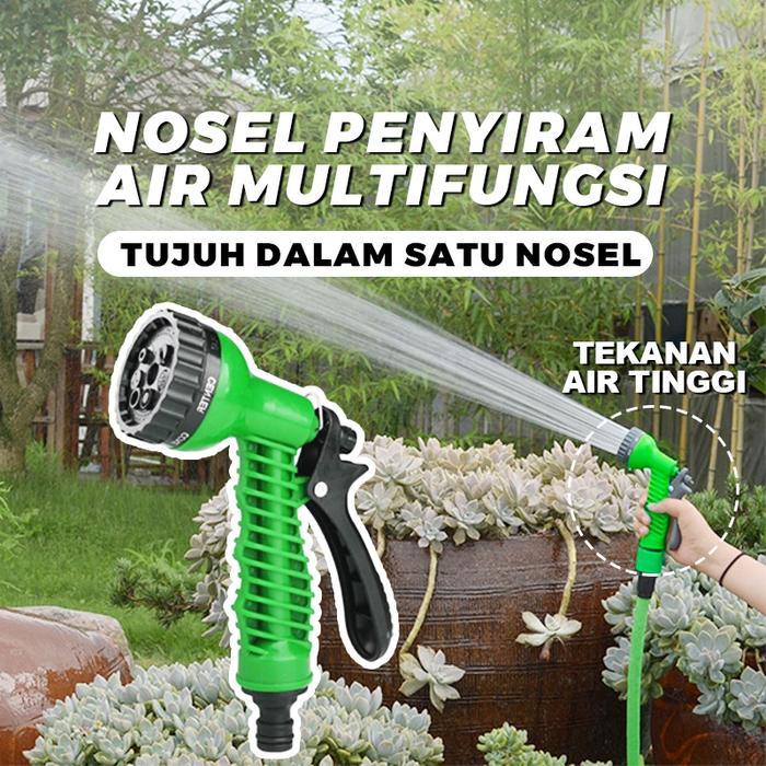 Paket Semprotan Selang Air Hijau Anti Lumut 1/2 Inch 2-30 Meter - Selang Air Plus Kepala Selang