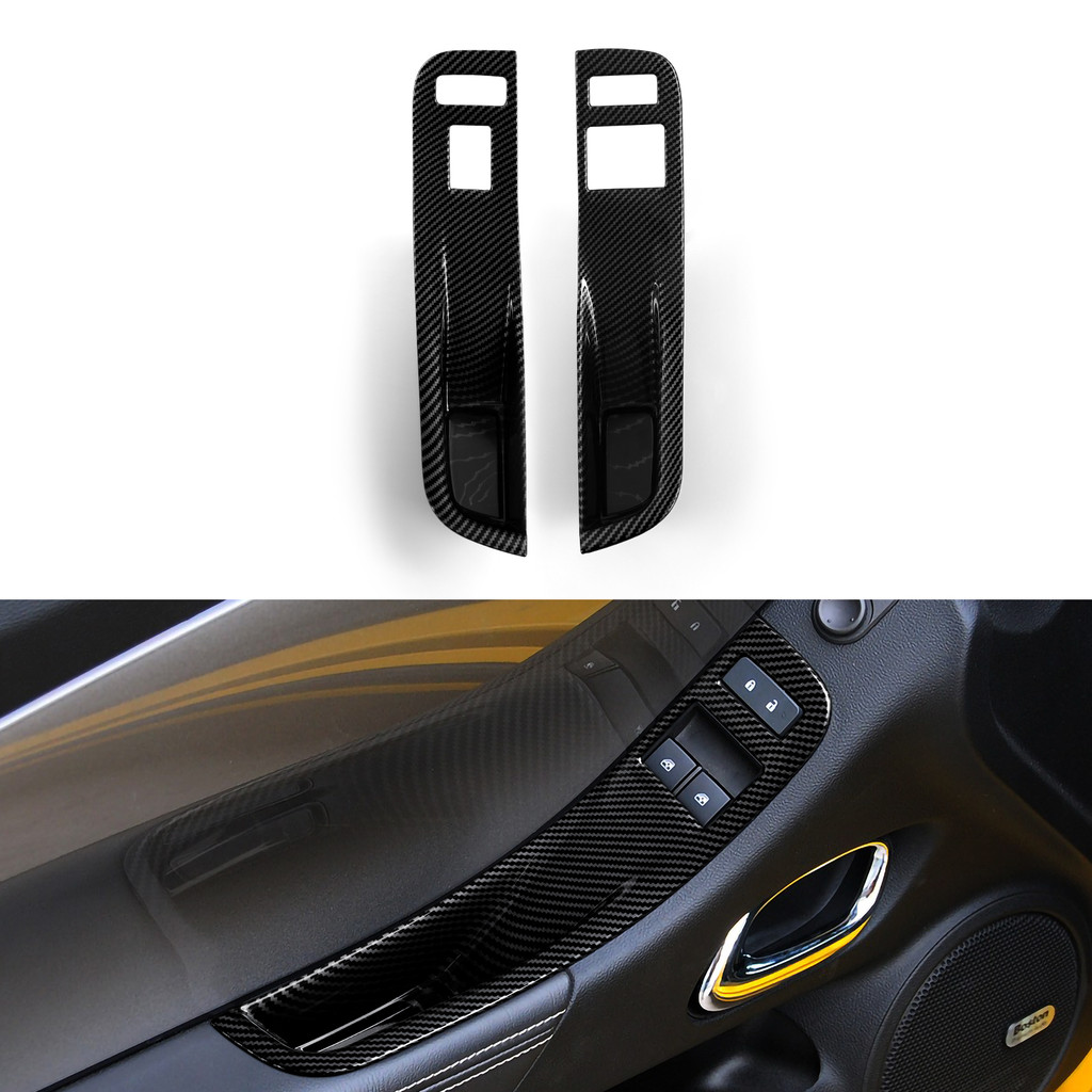 ABS Car Window Lift Switch Panel Cover Carbon Fiber Interior Sticker For Chevrolet Camaro ZL1