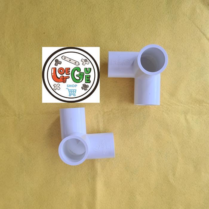"New" sambungan konektor fitting side tee elbow pipa pvc 3 way arah 1/2 inch