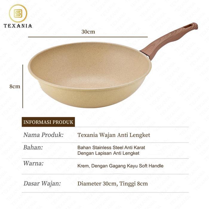 [Gma] Texania Wajan 30Cm Wajan Anti Lengket Warna Cream Kitchenware
