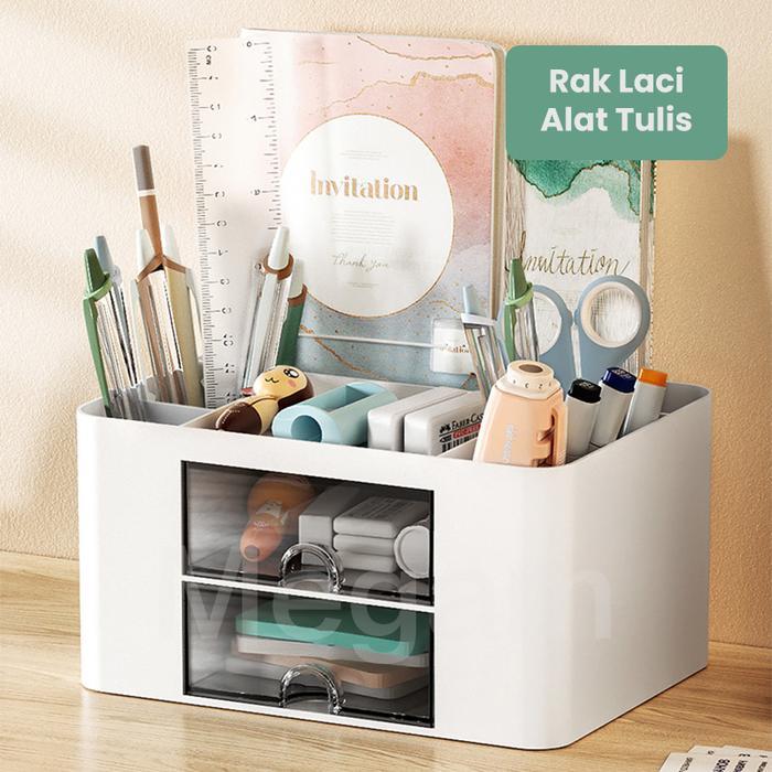 Ready Megam Rak Laci Mini Meja Desktop Drawer Storage Rak Laci Alat Tulis Kerja Pensil Kotak
