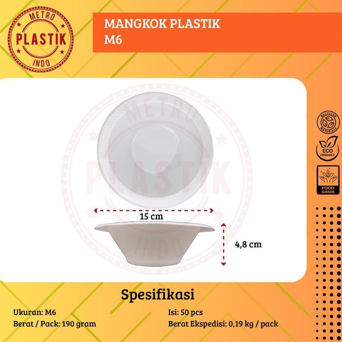 Mangkok Plastik Sedang M6 / Mangkok Pesta / Mangkok Bakso / Mangkok Kuah / Mangkok Sekali Pakai
