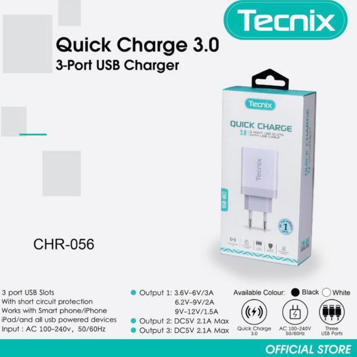 Tecnix Chr-056 3 Output Quick Charger Original Tecnix Redy Stok