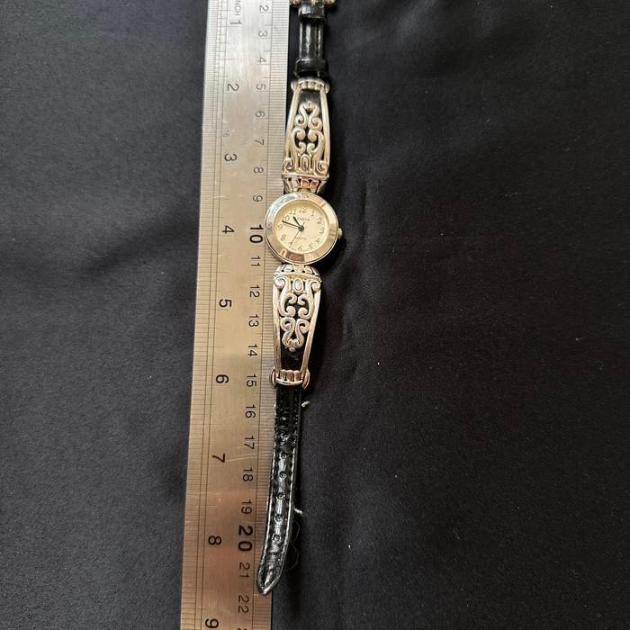 HOT SALE GENEVA SILVERTONE BLACK WATCH TERMURAH