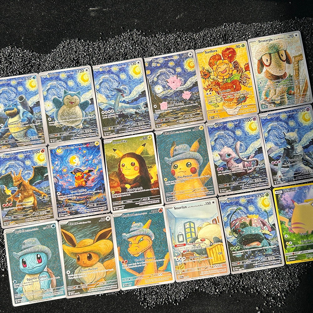 DIY PTCG 2023 SVP EN VAN GOGH PICHU GREY FELT HAT MEWTWO Charizard ACG Card Self Made Hobby Hobbies