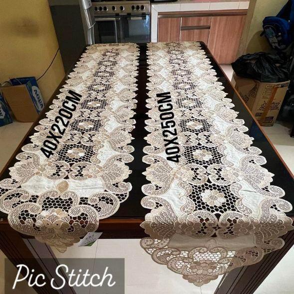 Taplak Meja Tamu/Table Runner/Taplak Buffet/Taplak Consulting/Taplak Meja Makan Bordir Import Mewah