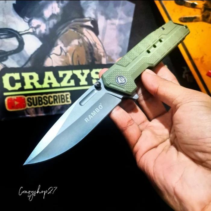 Pisau Lipat Survival Automatic Rambo Straight Knife / pisau survival BISA GRAB