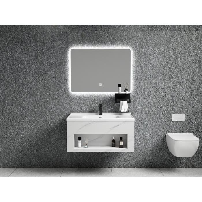 Kabinet wastafel minimalis Classica Italiano Stainles + cermin LED