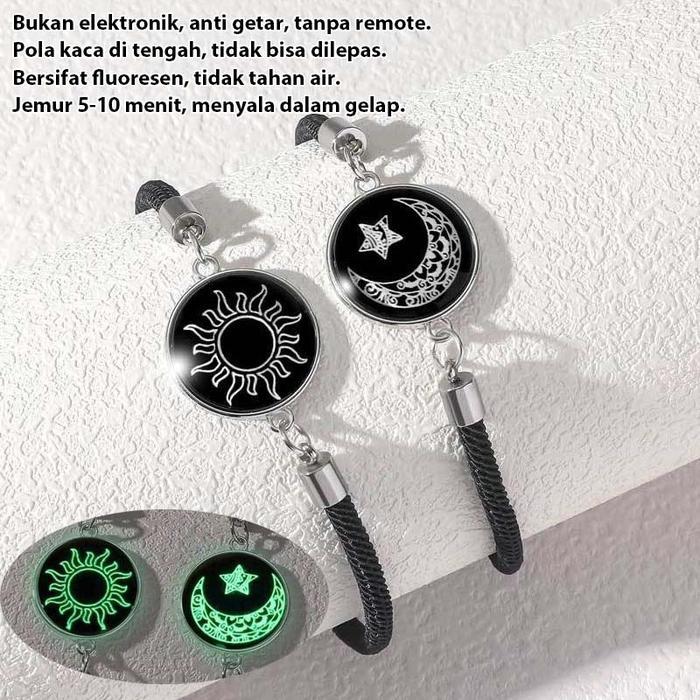 gelang batu permata titanium matahari dan bulan untuk kekasih dan teman gelang anyaman gelang
