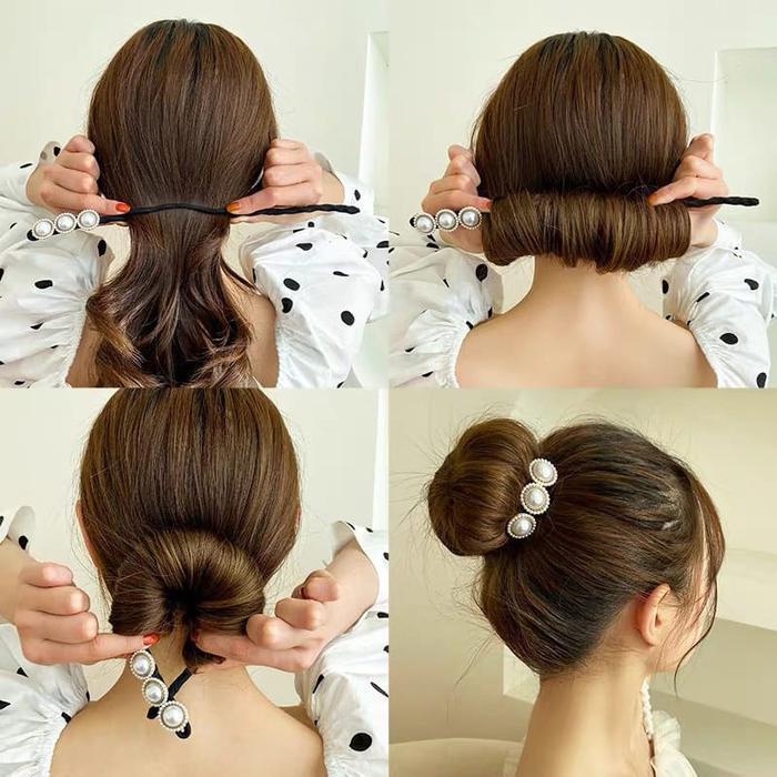 Sanggul Rambut iKat Jepit Modern Simple Wanita Korea Motif Mutiara diamond hiasan