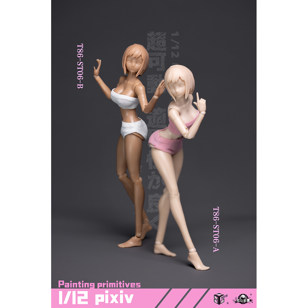Original 86TOYS 1/12 Scale Female Soldier Half Coated Plump Buttocks Body With Head 12" Action