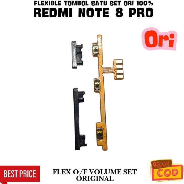 FLEXIBLE SET TOMBOL LUAR DALAM ORI I00% UNTUK XIAOMI REDMI NOTE 8 PRO FLEKSIBEL ON OFF VOLUME *